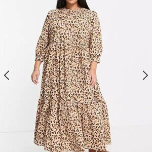 ASOS DESIGN Curve Animal Print Tiered Maxi Dress